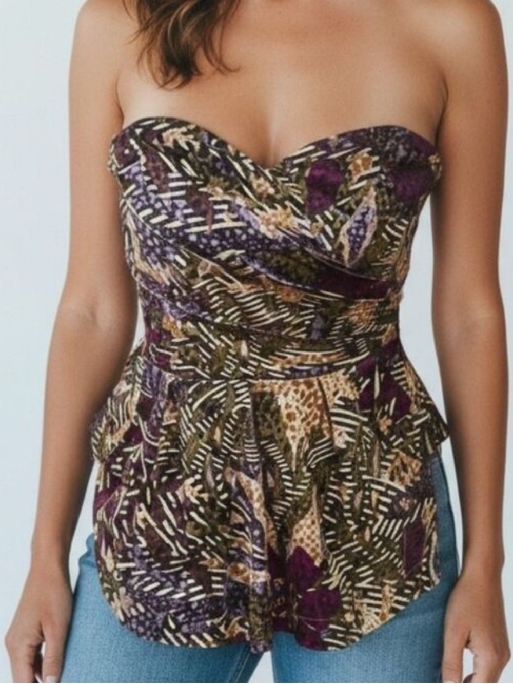 Anthro Fei Pesisir Peplum (Multi) Print & Color Size 2 - Picture 13 of 14
